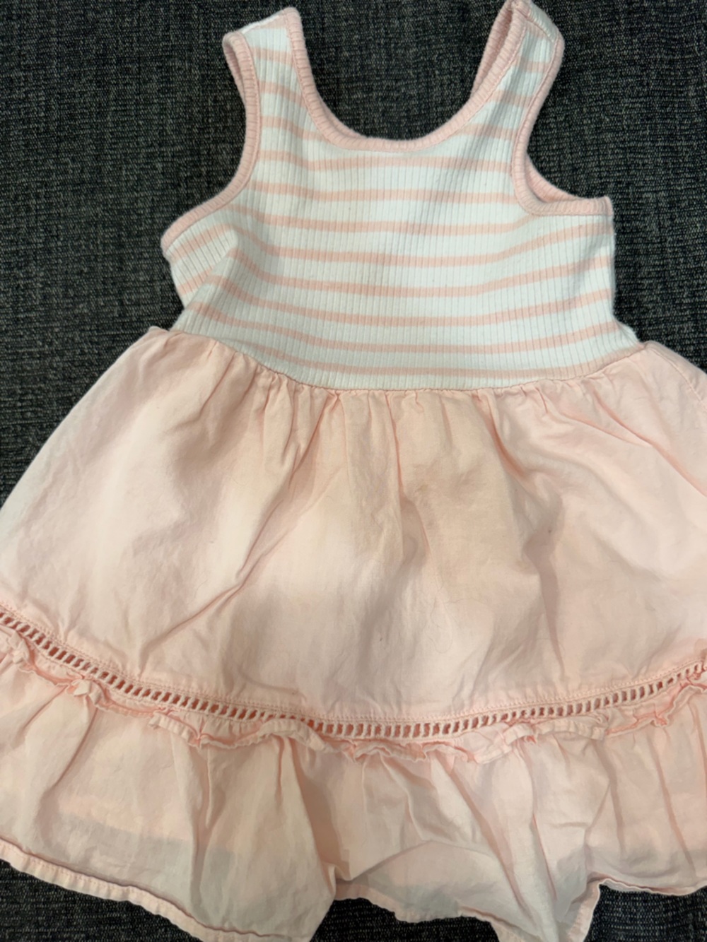 Janie and Jack Pink and White Ribbed Stripe Dress
